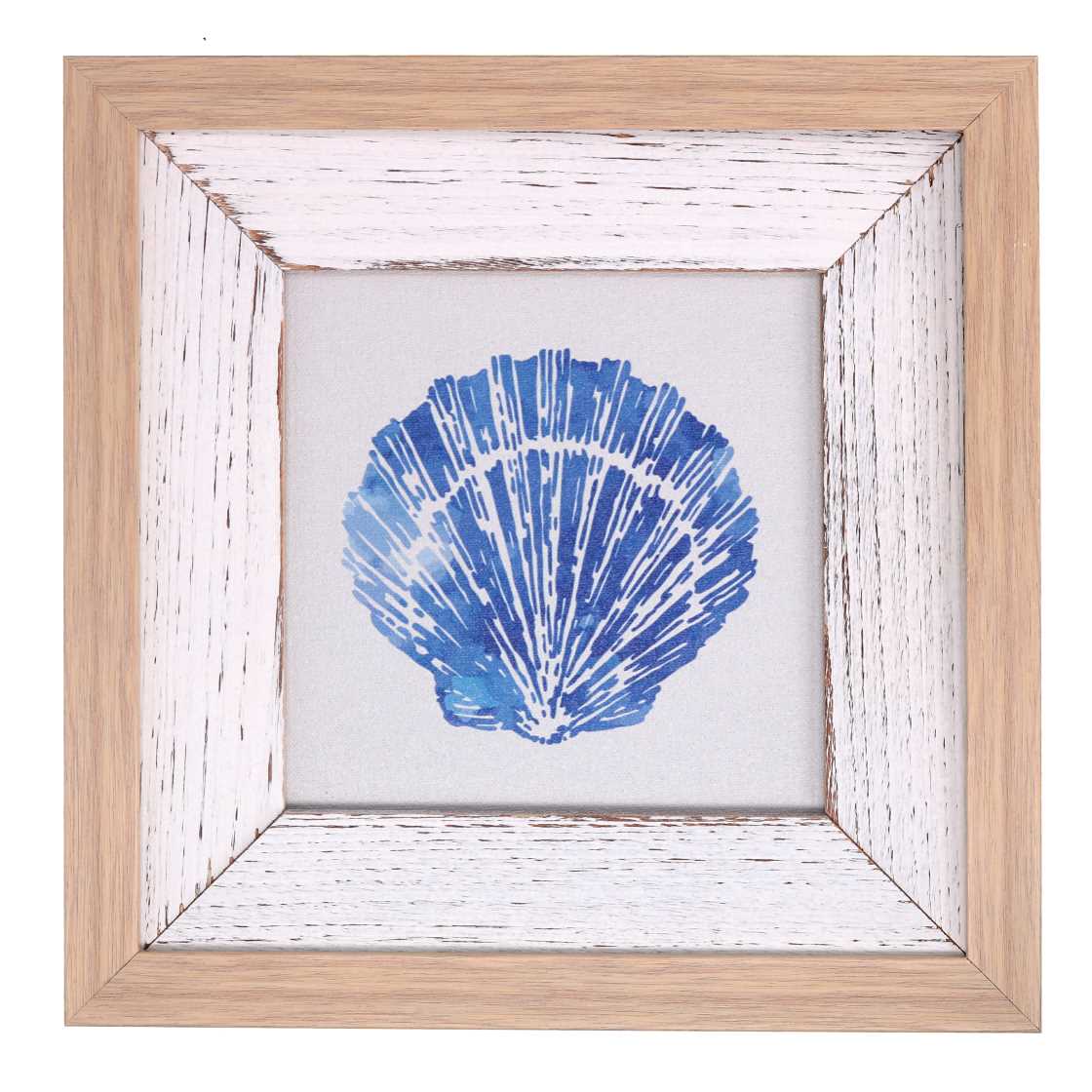 Quadro legno mare conchiglia blu quadrocm30x30h2,5