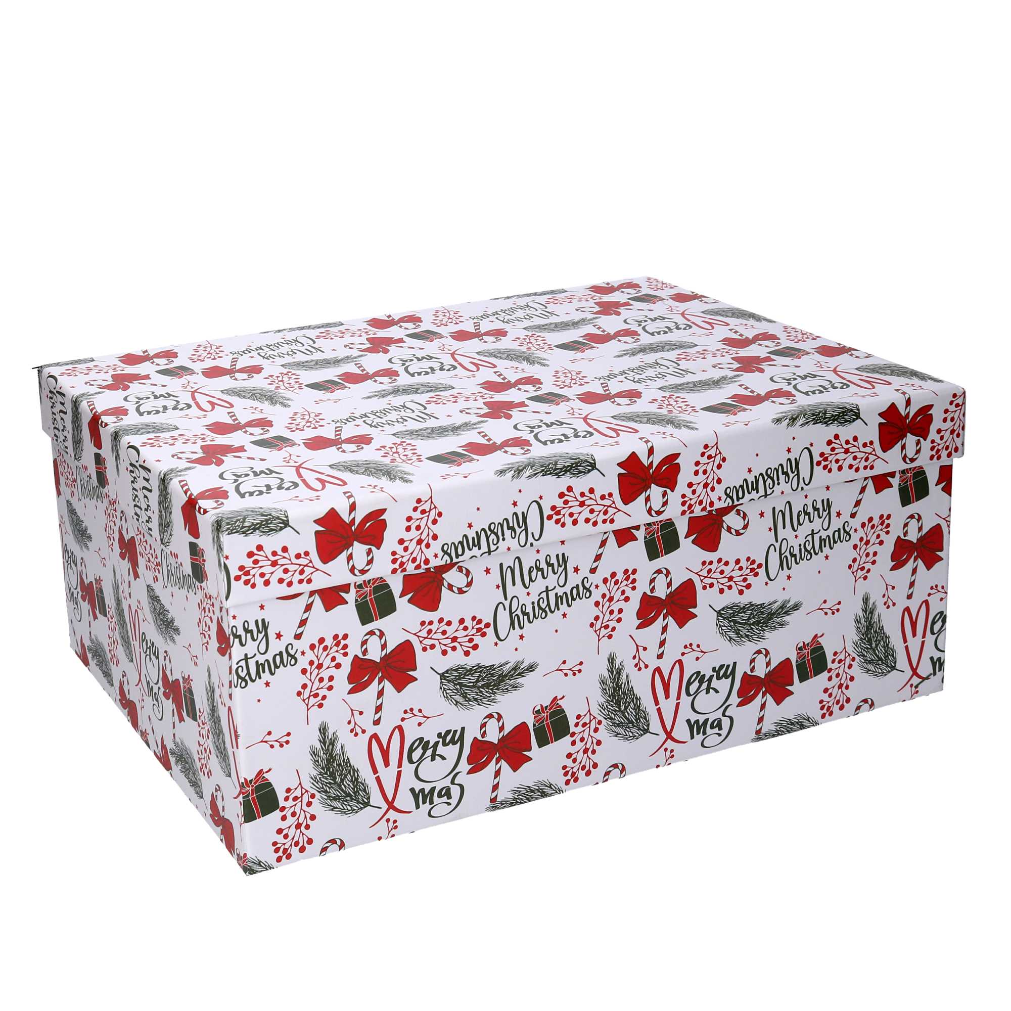 Scatola cartone 1-10 pacchi regalo bianco e rosso rettangolare cm37,5x29h16